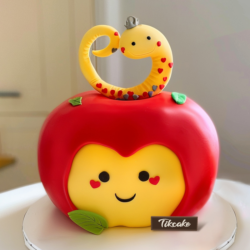 原创蛇年主题翻糖鲜奶蛋糕