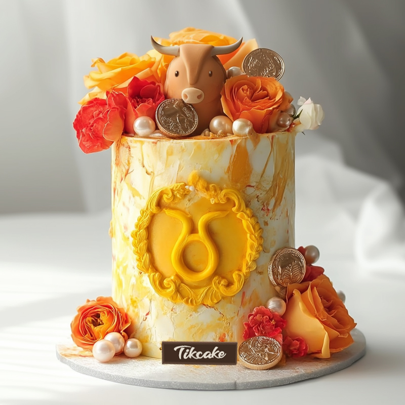 原创金牛座主题翻糖鲜奶蛋糕十三（4.20-5.20）