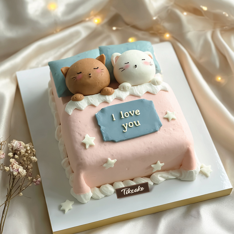 原创甜蜜恋人主题鲜奶蛋糕