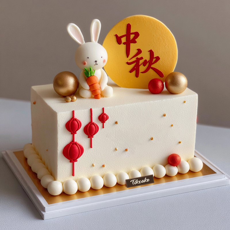原创中秋节主题翻糖鲜奶蛋糕（十）