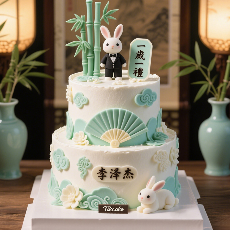 原创宝宝周岁主题双层翻糖鲜奶蛋糕（三）