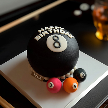 原创台球主题翻糖鲜奶蛋糕（四）